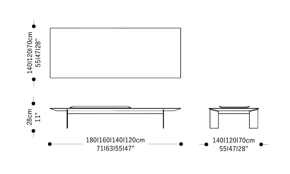 Image of the main dimensions of the product